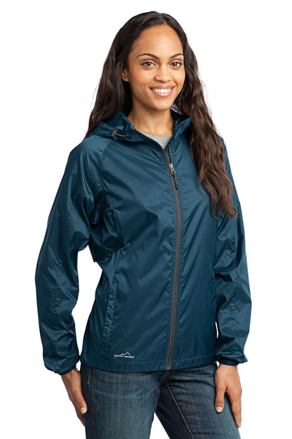Adriatic Blue Eddie Bauer Women's Packable Wind Jacket. EB501 plain