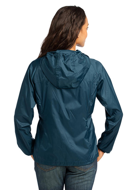 Adriatic Blue Eddie Bauer Women's Packable Wind Jacket. EB501 plain