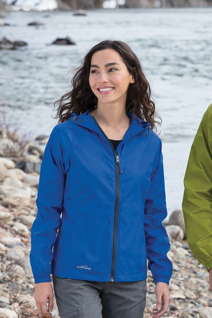 Adriatic Blue Eddie Bauer Women's Packable Wind Jacket. EB501 plain