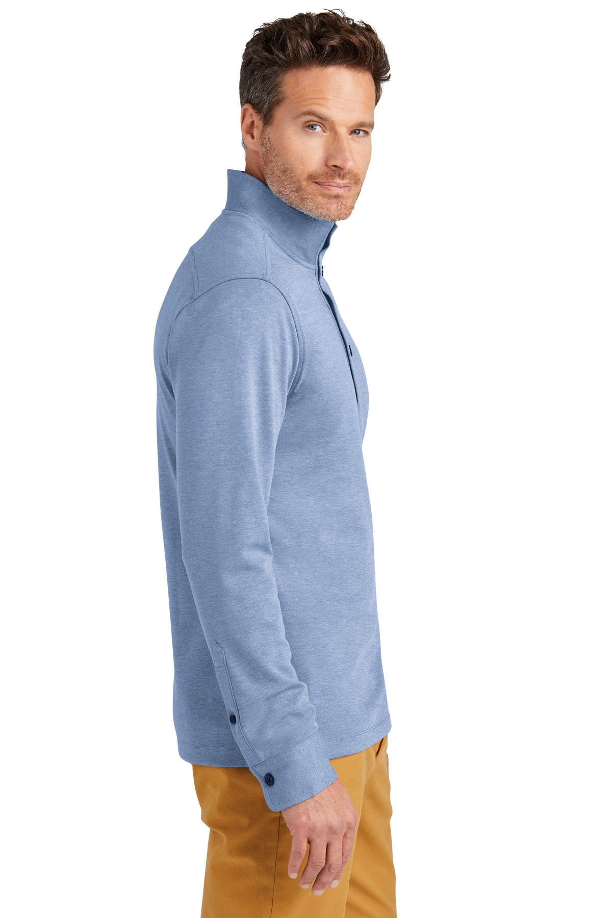 AegeanBlHt Brooks Brothers Mid-Layer Stretch 1/2-Button BB18202 plain