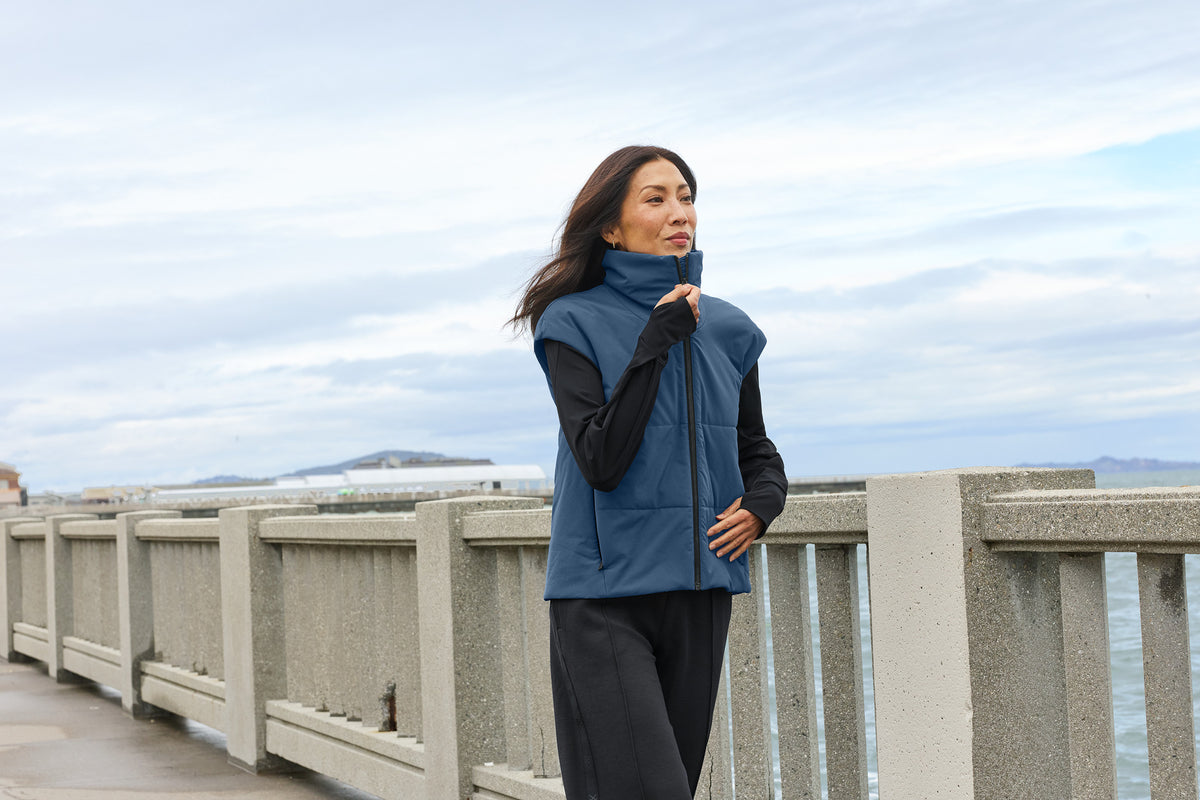 Alabaster MiiR Women's Sashiko Stretch Puffy Vest MRAW442 plain