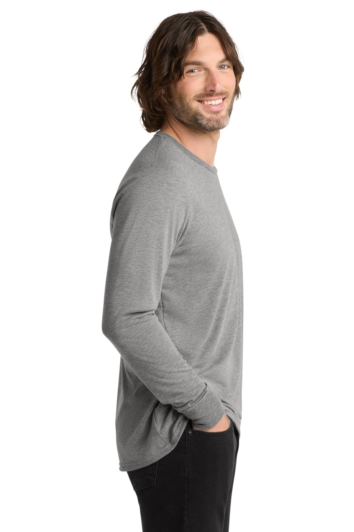 Aluminum Grey Allmade Unisex Tri-Blend Long Sleeve Tee AL6004 plain
