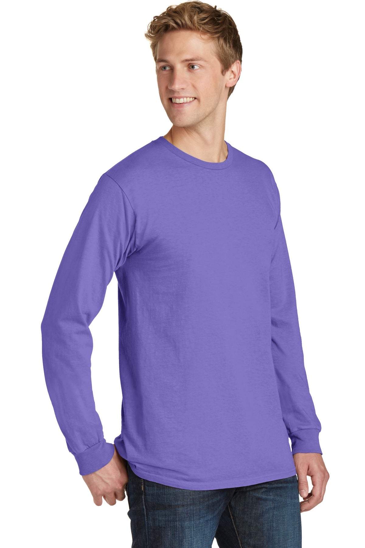 Amethyst Port & Co Beach Wash Garment-Dyed Long Sleeve Tee PC099LS plain