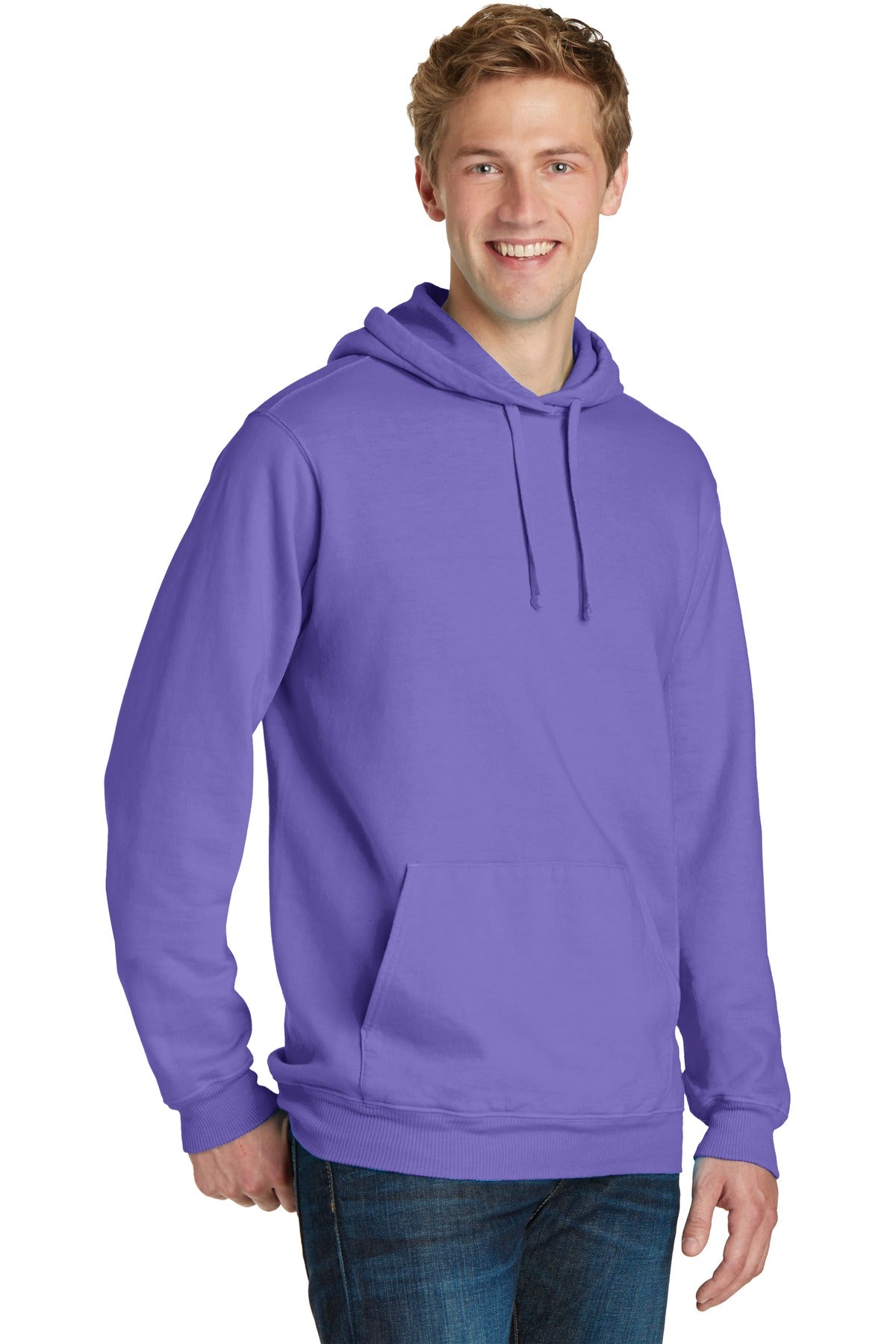 Amethyst Port & Co Beach Wash Garment-Dyed Pullover Hooded Sweatshirt. PC098H plain