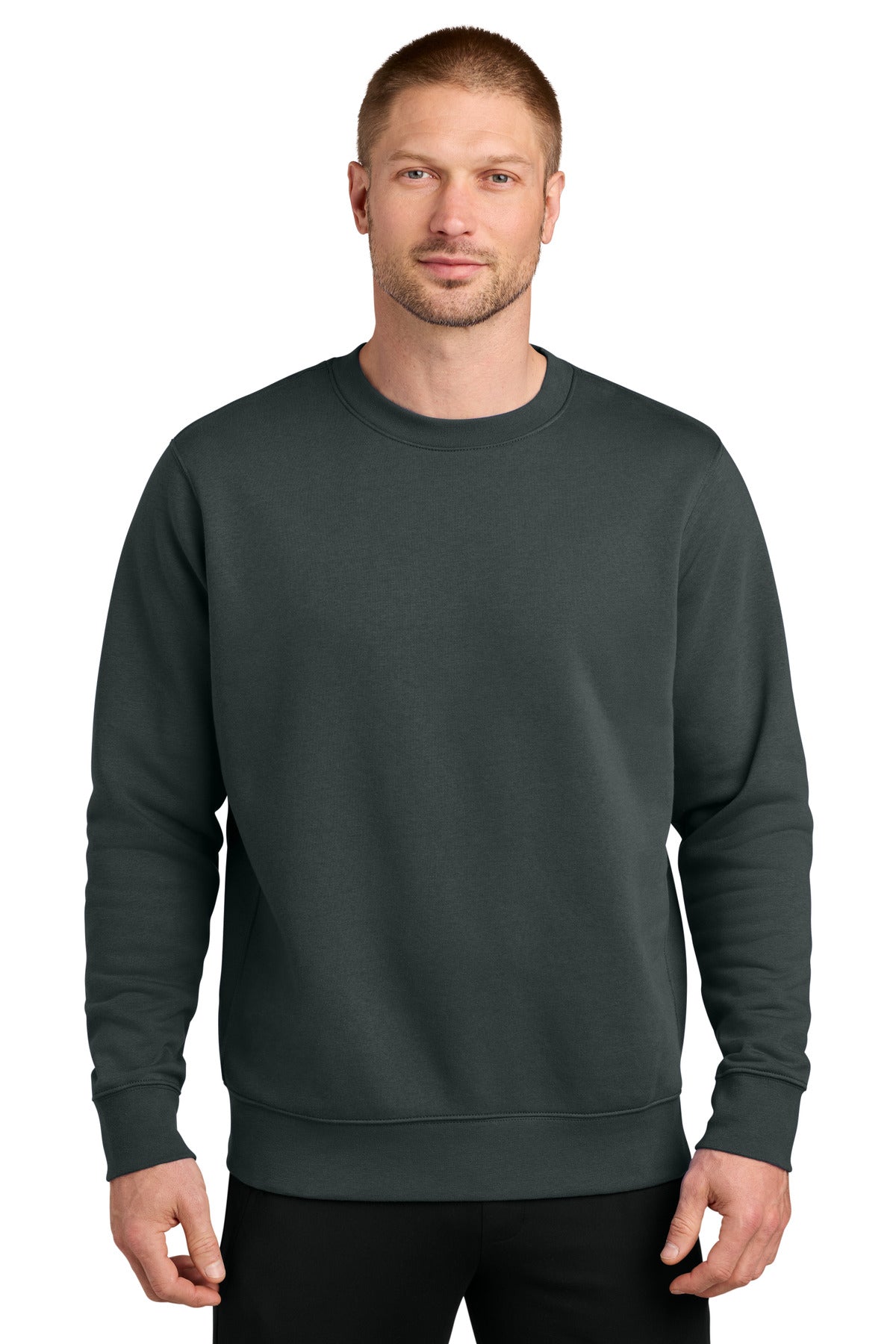 Anthracite Nike Club Fleece Sleeve Swoosh Crew NKFD9863