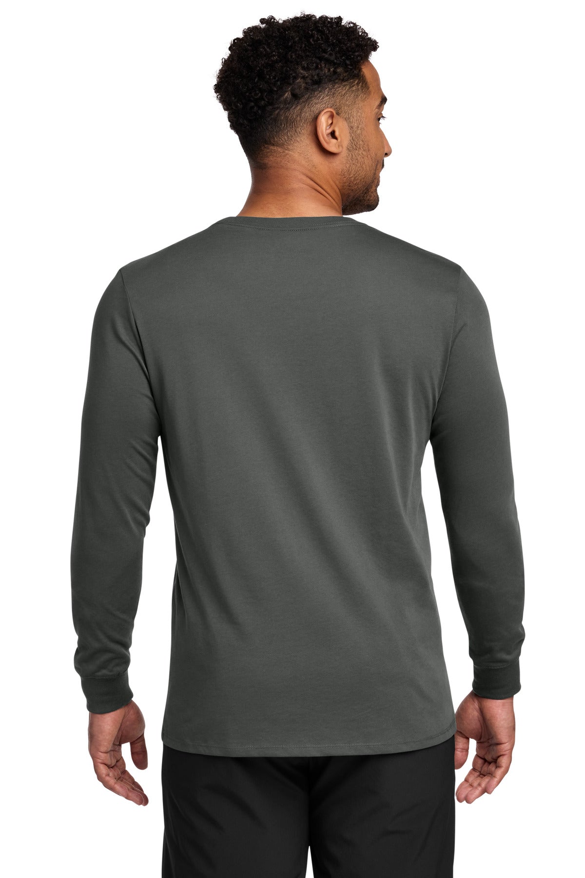Anthracite Nike Dri-FIT Cotton/Poly Long Sleeve Tee. NKBQ5230 plain