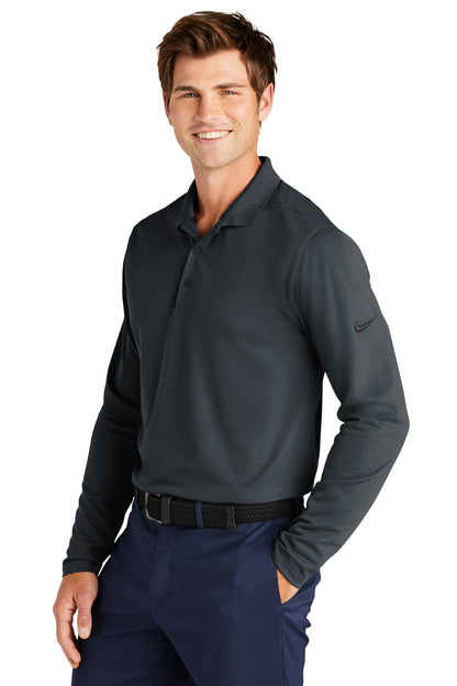 Anthracite Nike Dri-FIT Micro Pique 2.0 Long Sleeve Polo NKDC2104 plain