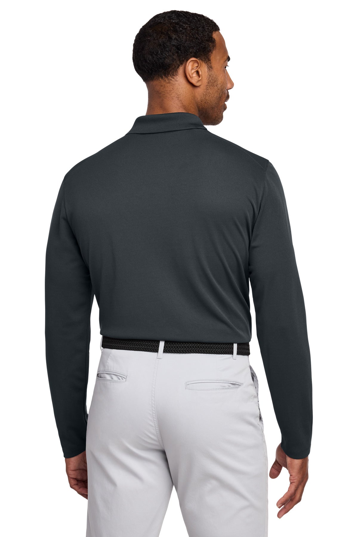 Anthracite Nike Dri-FIT Micro Pique 2.0 Long Sleeve Polo NKDC2104 plain