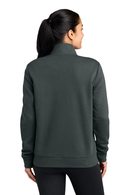 Anthracite Nike Women's Club Fleece Sleeve Swoosh 1/2-Zip NKDX6720 plain