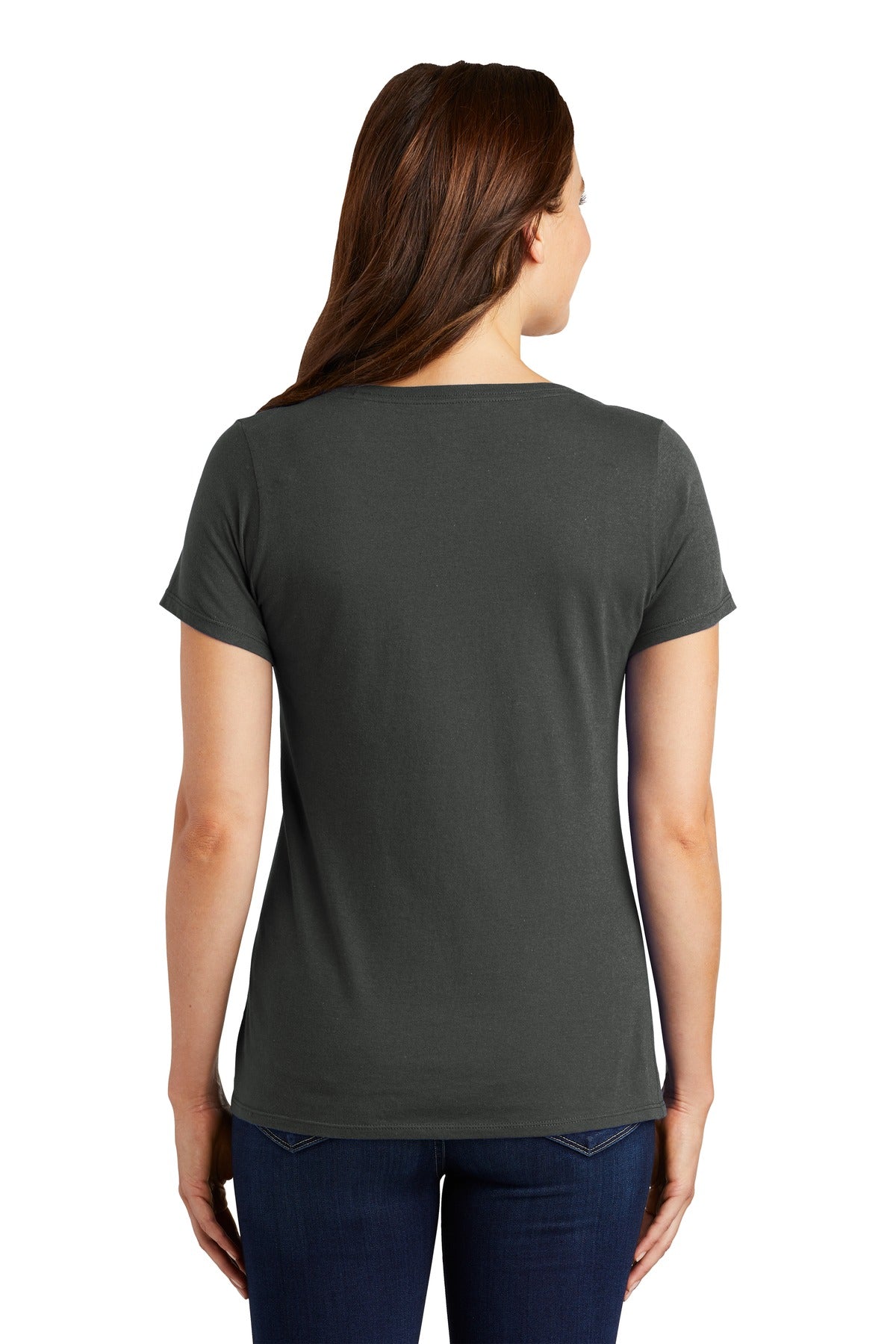Anthracite Nike Women's Dri-FIT Cotton/Poly Scoop Neck Tee. NKBQ5234 plain