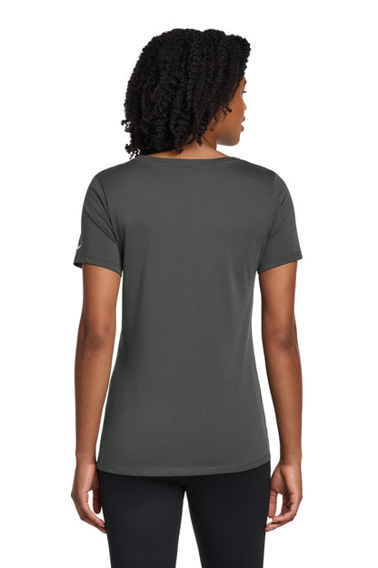 Anthracite Nike Women's Dri-FIT Cotton/Poly Scoop Neck Tee. NKBQ5234 plain