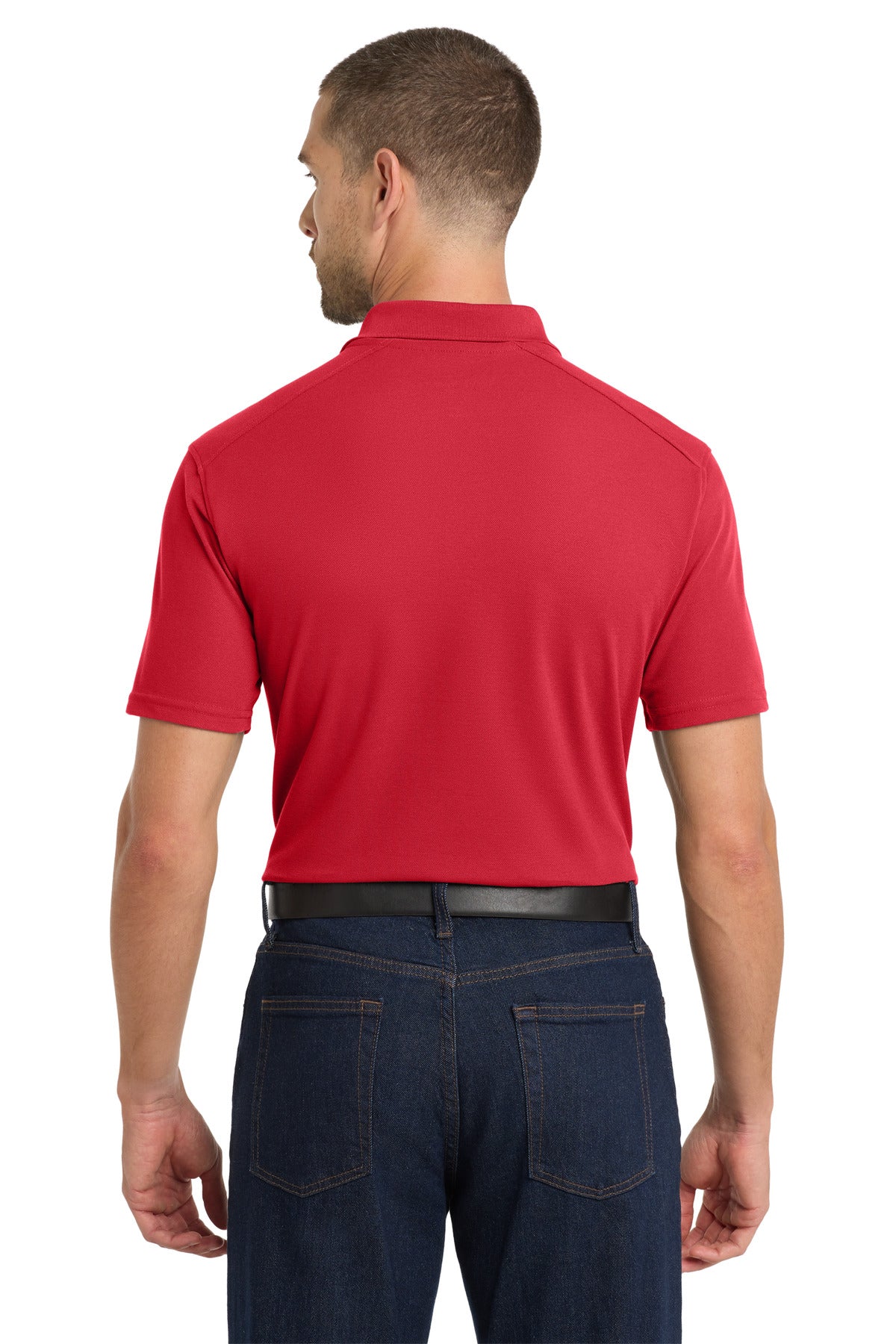 Apple Red Port Authority EZPerformance Pique Polo. K600 plain