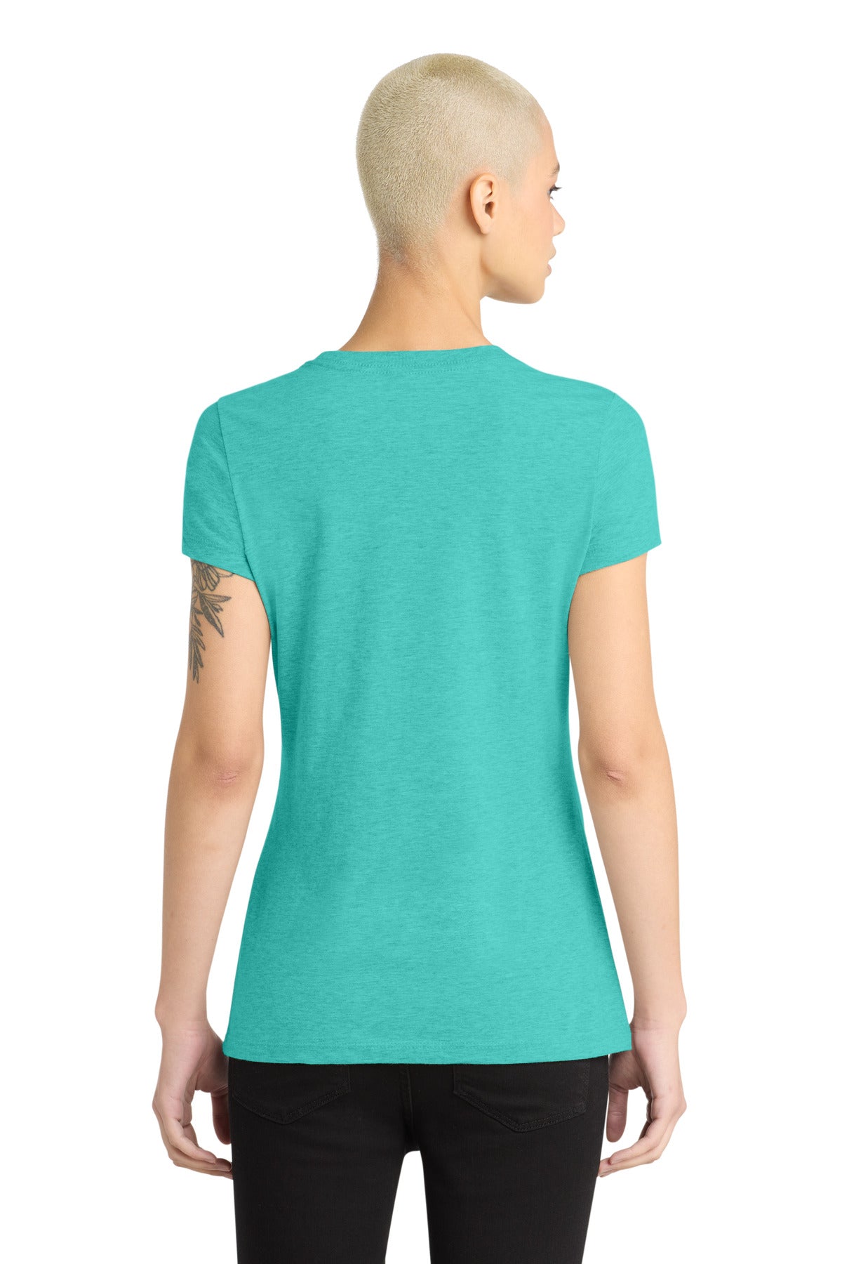 AquaHthr District Women's Perfect Blend CVC Tee. DM108L plain