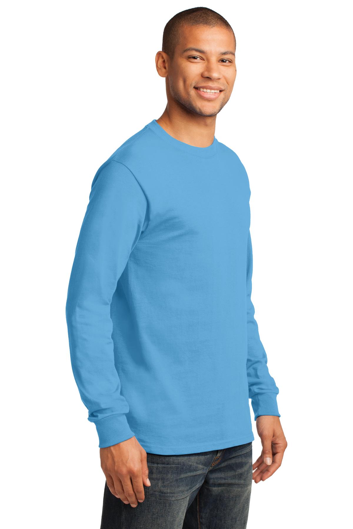 Aquatic Blue Port & Co Long Sleeve Essential Tee. PC61LS plain