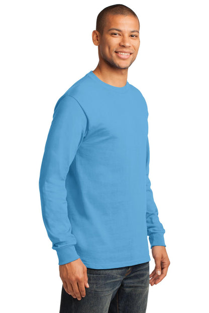 Aquatic Blue Port & Co Long Sleeve Essential Tee. PC61LS plain