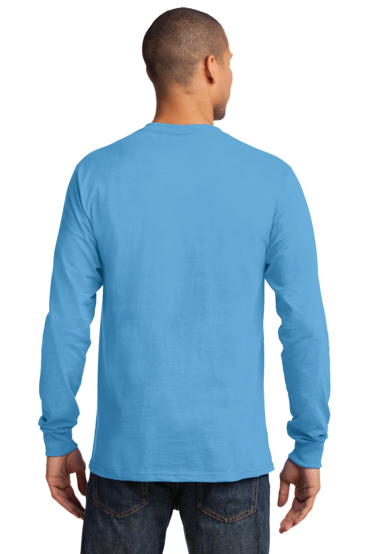 Aquatic Blue Port & Co Long Sleeve Essential Tee. PC61LS plain