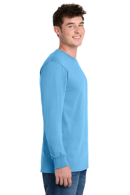 Aquatic Blue Port & Co Long Sleeve Essential Tee. PC61LS plain