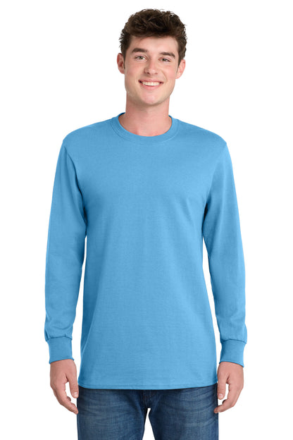 Aquatic Blue Port & Co Long Sleeve Essential Tee. PC61LS plain