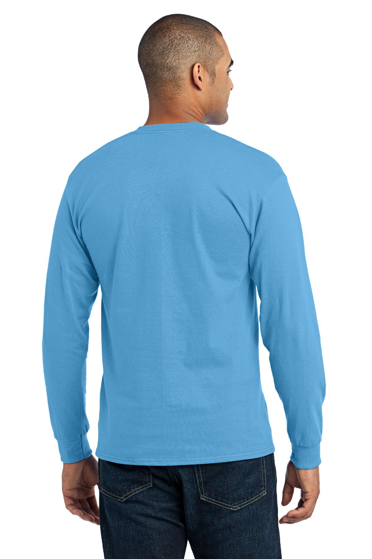 Aquatic Blue Port & Co Tall Long Sleeve Core Blend Tee. PC55LST plain
