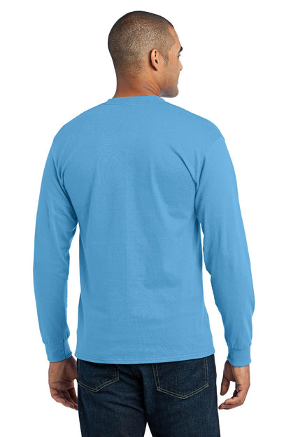 Aquatic Blue Port & Co Tall Long Sleeve Core Blend Tee. PC55LST plain