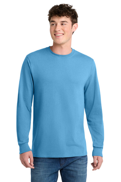 Aquatic Blue Port & Co Tall Long Sleeve Core Blend Tee. PC55LST plain