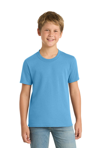 Aquatic Blue Port & Co Youth Core Blend Tee. PC55Y plain