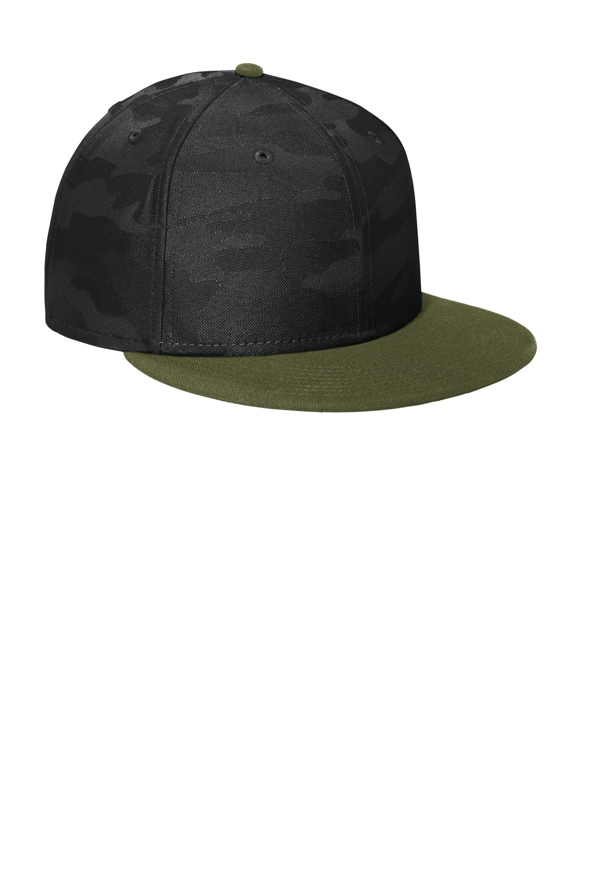 Army/Black Cam New Era Camo Flat Bill Snapback Cap NE407 plain