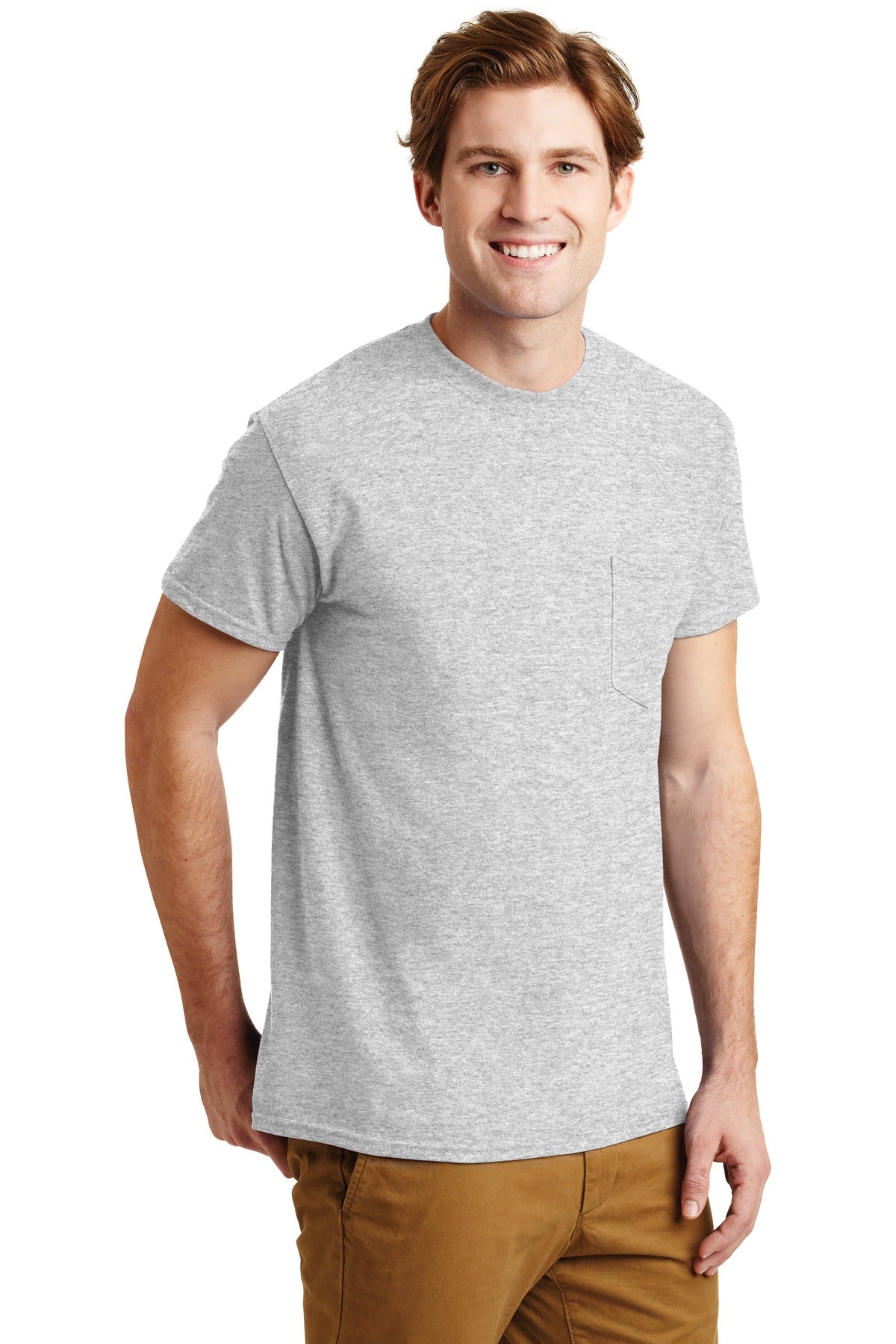 Ash Grey Gildan - DryBlend 50 Cotton/50 Poly Pocket T-Shirt. 8300 plain
