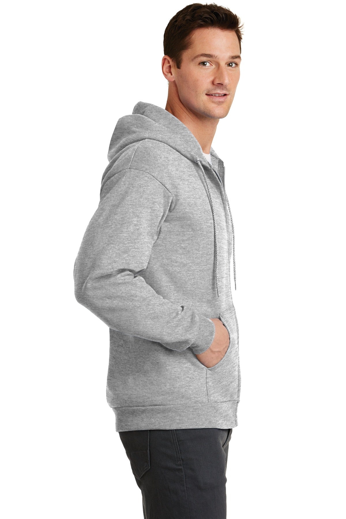 Ash Port & Co Core Fleece Full-Zip Hooded Sweatshirt. PC78ZH plain