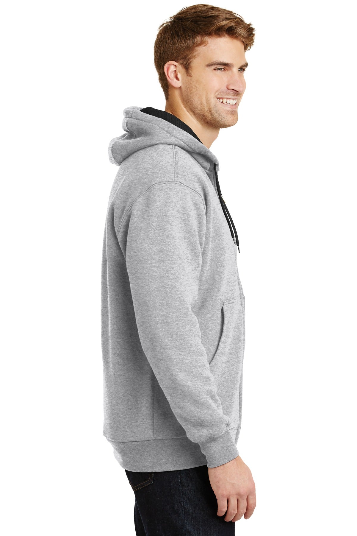 Ath Heather CornerStone - Heavyweight Full-Zip Hooded Sweatshirt with Thermal Lining. CS620 plain