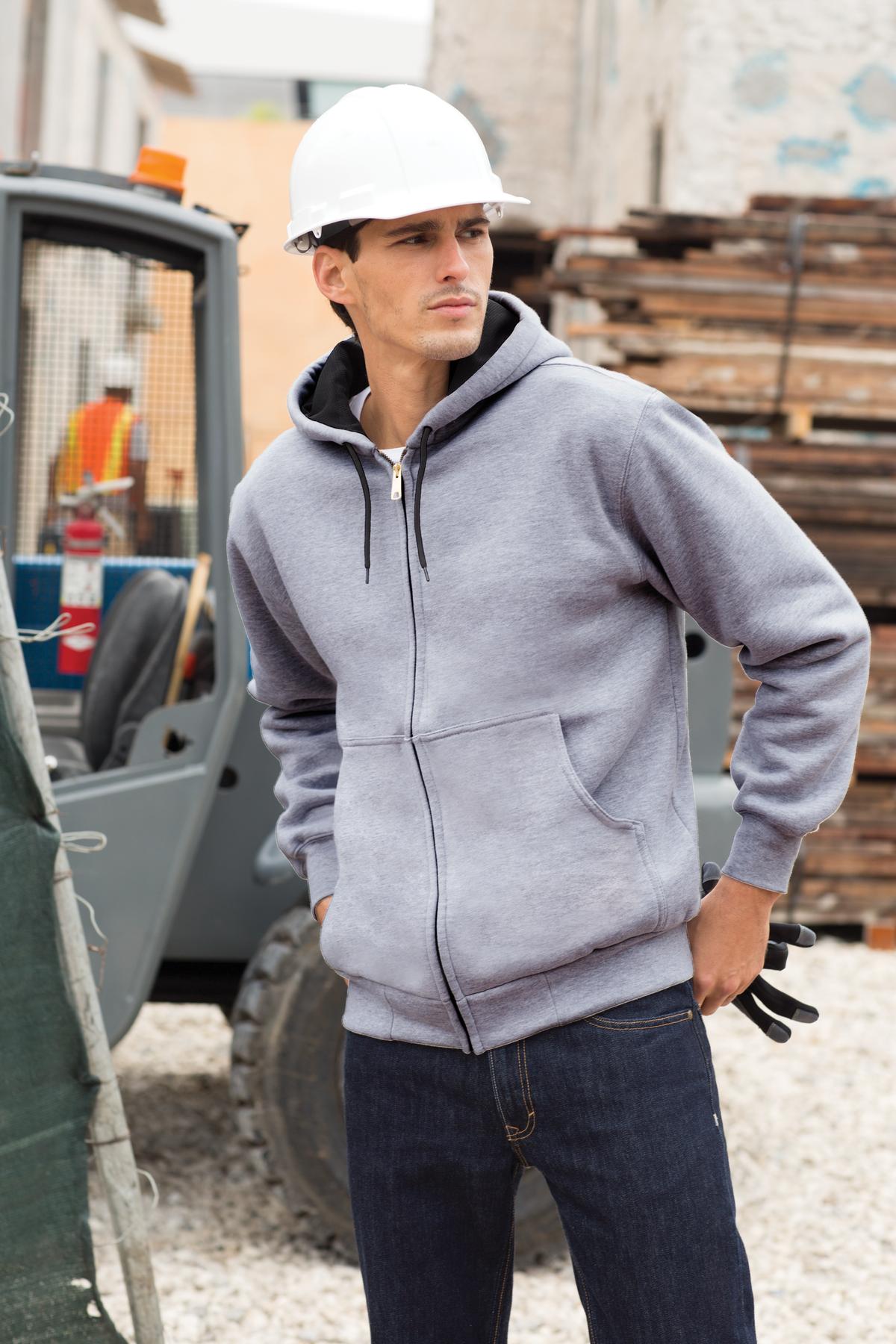 Ath Heather CornerStone - Heavyweight Full-Zip Hooded Sweatshirt with Thermal Lining. CS620 plain