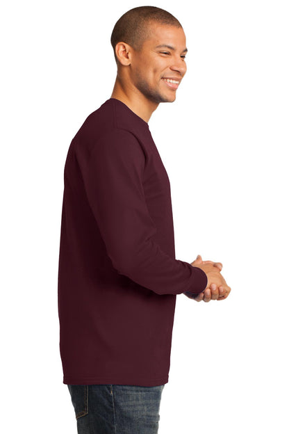 Ath. Maroon Port & Co Long Sleeve Essential Tee. PC61LS plain