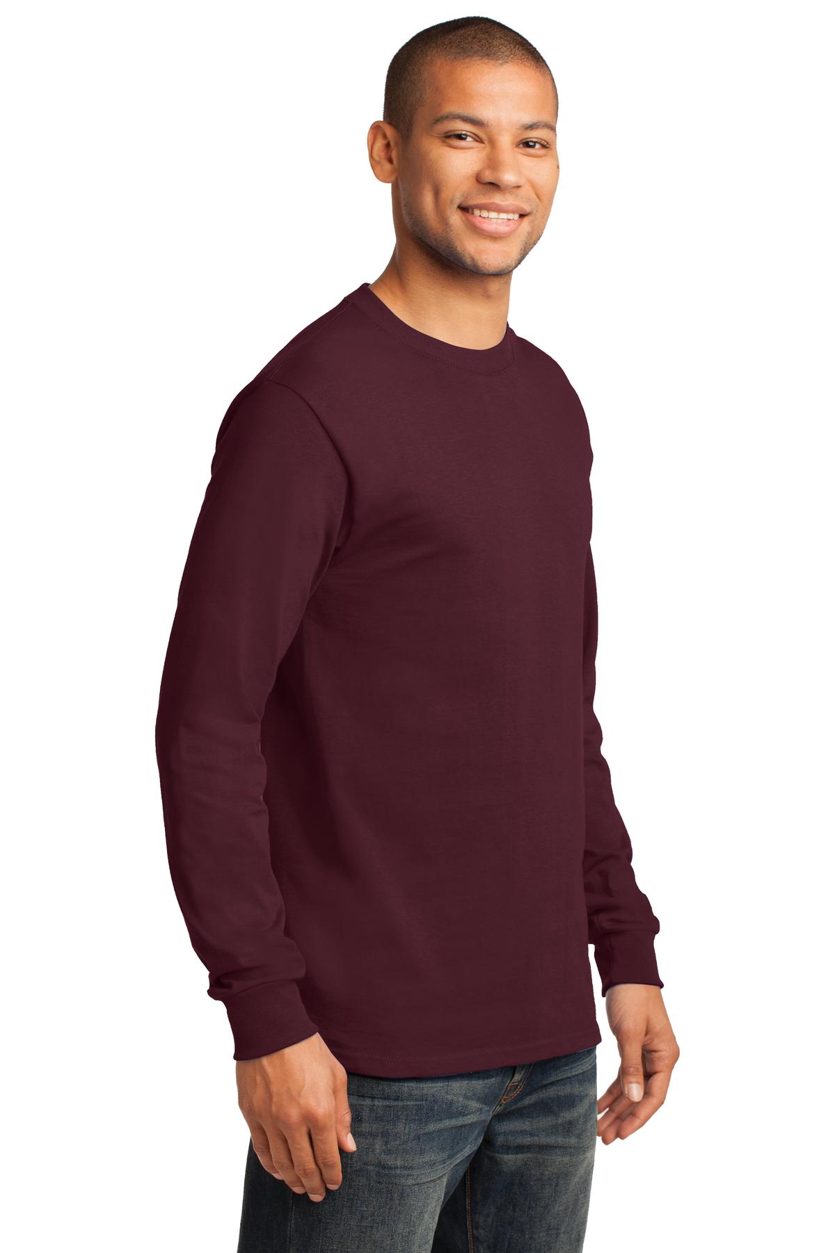 Ath. Maroon Port & Co Long Sleeve Essential Tee. PC61LS plain