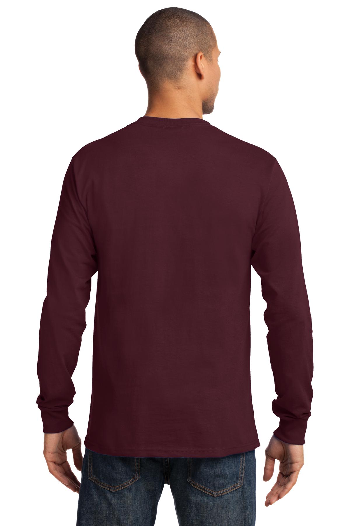 Ath. Maroon Port & Co Long Sleeve Essential Tee. PC61LS plain