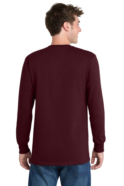 Ath. Maroon Port & Co Long Sleeve Essential Tee. PC61LS plain
