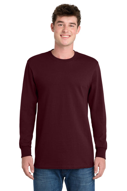 Ath. Maroon Port & Co Long Sleeve Essential Tee. PC61LS plain