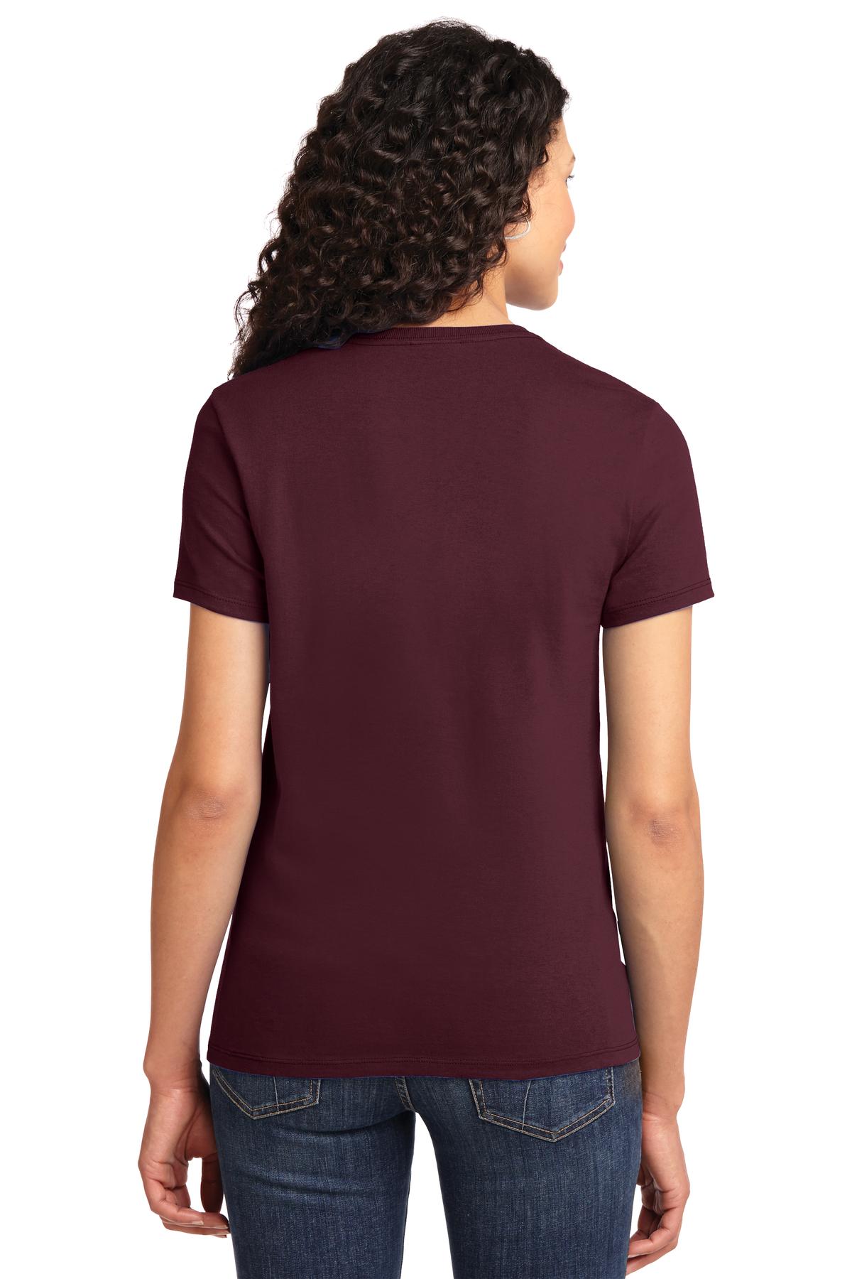 Ath Maroon Port & Co Women's Essential Tee. LPC61 plain