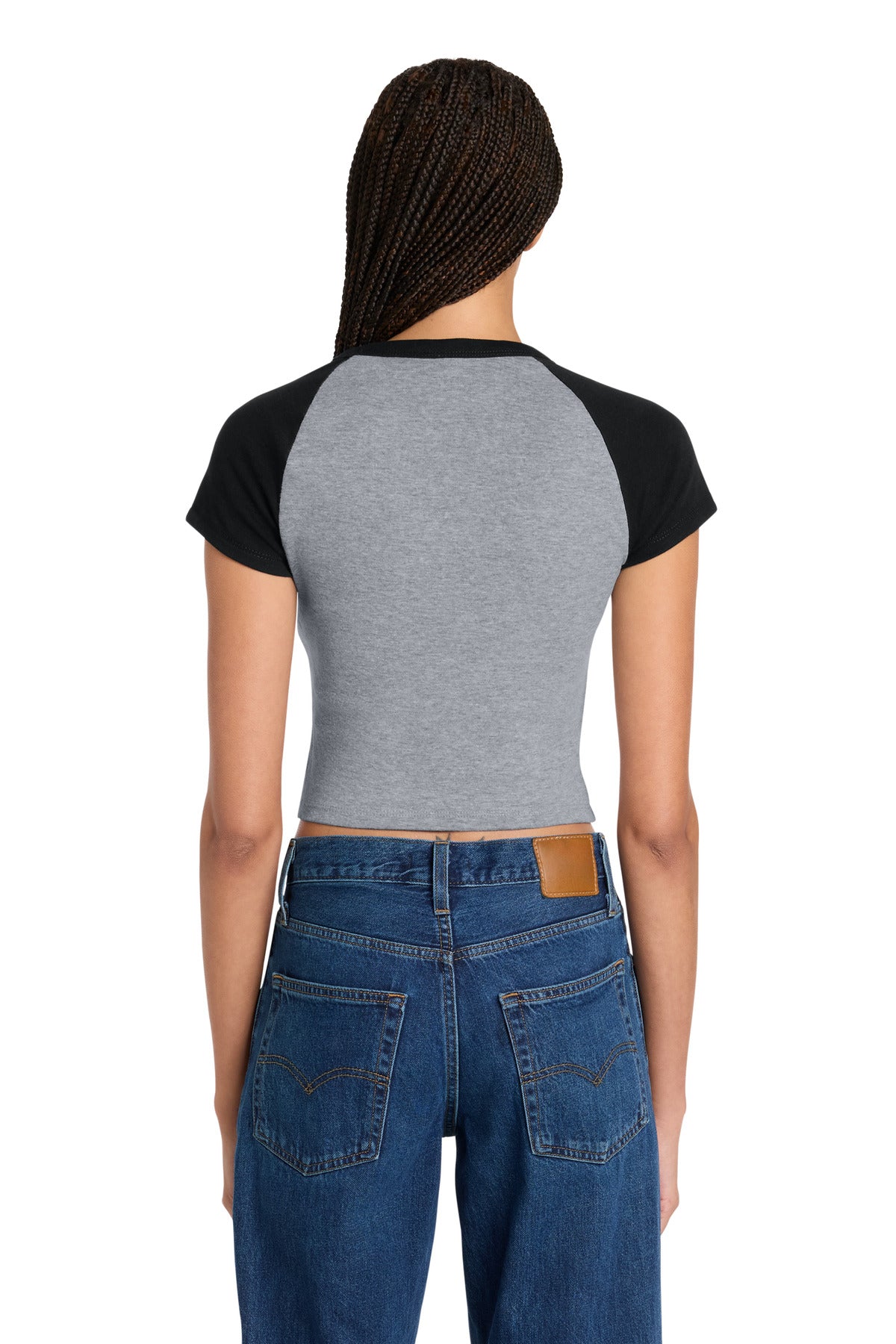 AthHt/Blk BELLA+CANVAS Women's Micro Rib Raglan Baby Tee BC1201 plain