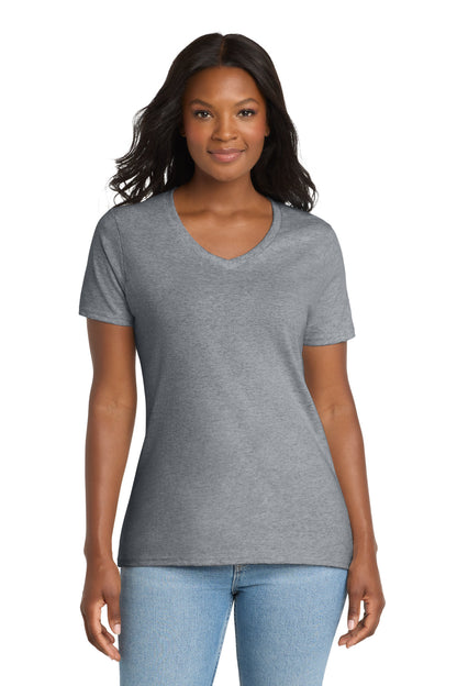Athl Heather Port & Co Women's Core Cotton V-Neck Tee. LPC54V plain