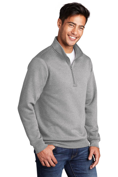 Athletic Hthr Port & Co Core Fleece 1/4-Zip Pullover Sweatshirt PC78Q