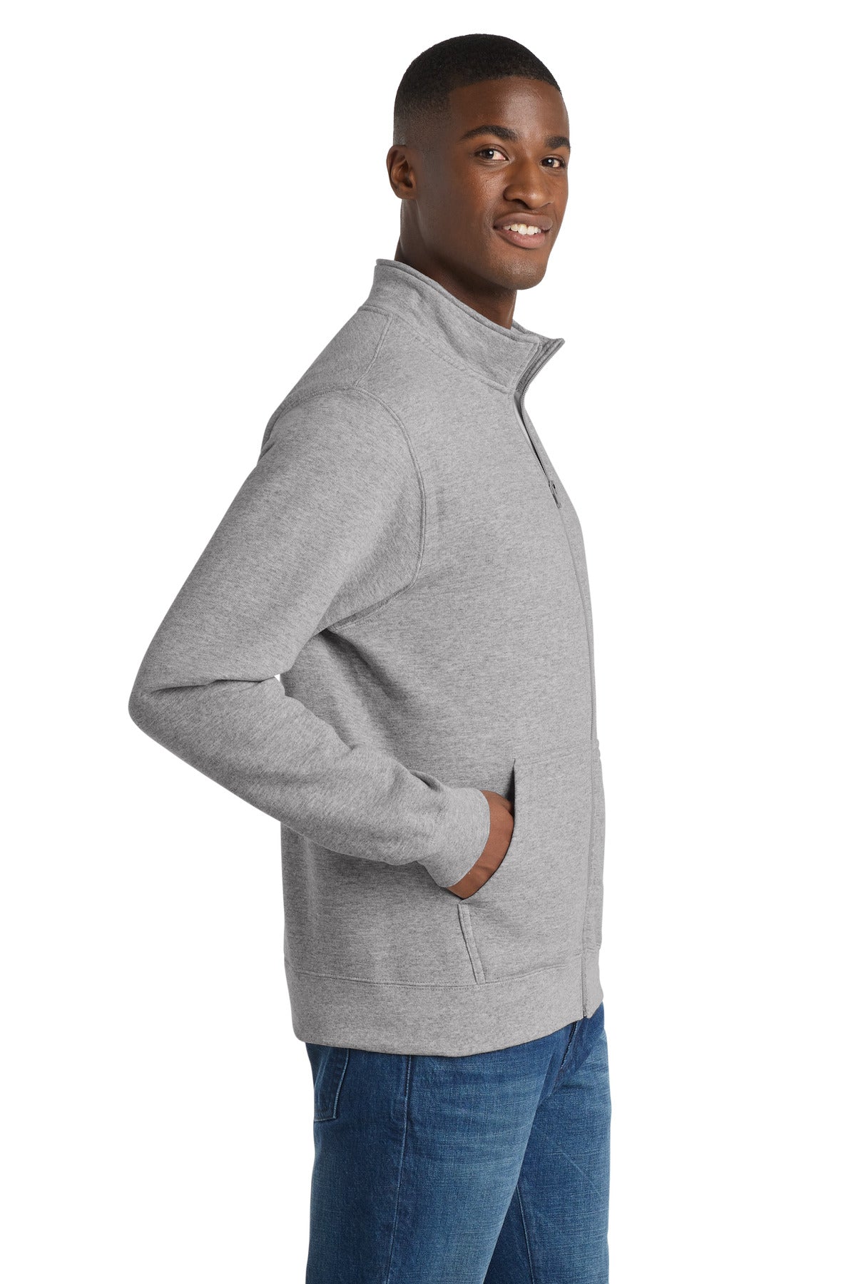 Athletic Hthr Port & Co Core Fleece Cadet Full-Zip Sweatshirt PC78FZ plain