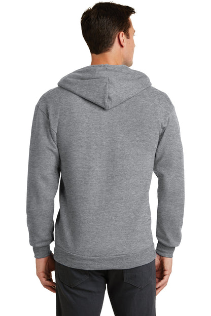 Athletic Hthr Port & Co Core Fleece Full-Zip Hooded Sweatshirt. PC78ZH plain