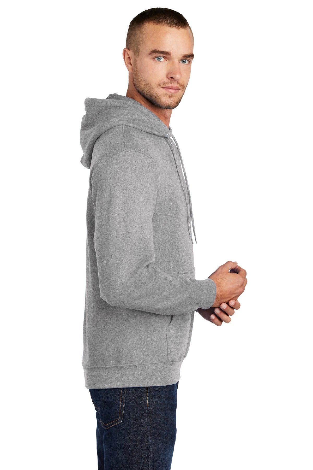 Athletic Hthr Port & Co Core Fleece Pullover Hooded Sweatshirt. PC78H