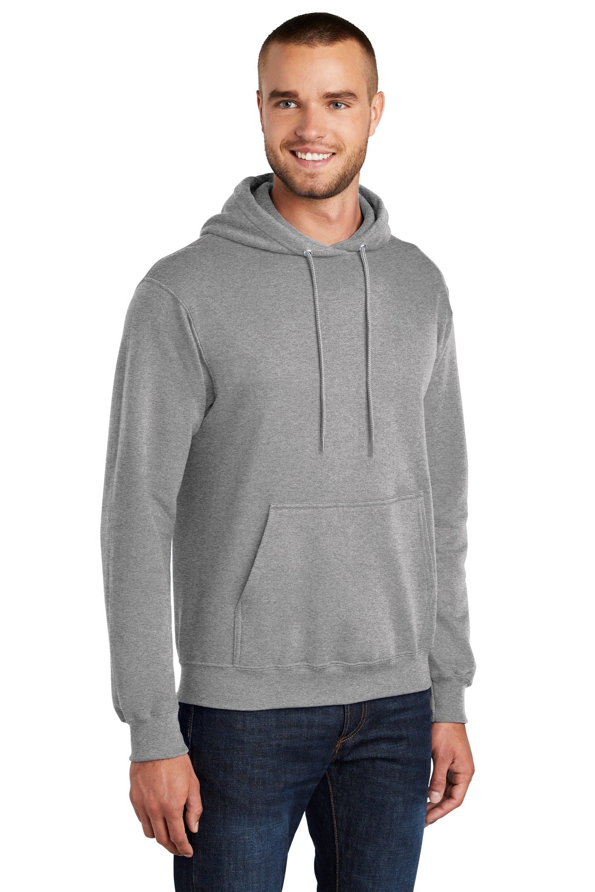 Athletic Hthr Port & Co Core Fleece Pullover Hooded Sweatshirt. PC78H
