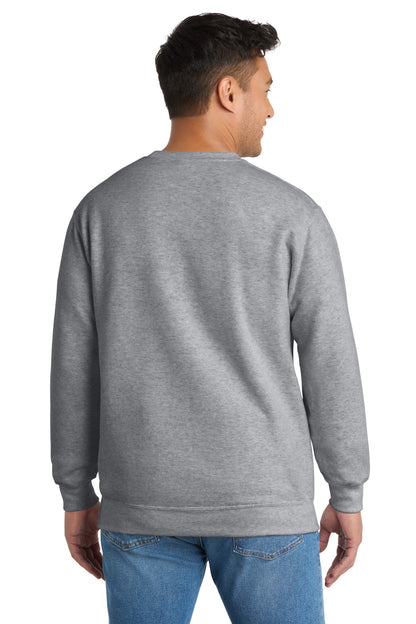Athletic Hthr Port & Co Essential Fleece Crewneck Sweatshirt. PC90 plain