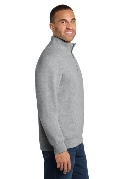 Athletic Hthr Port & Co Fan Favorite Fleece 1/4-Zip Pullover Sweatshirt. PC850Q plain