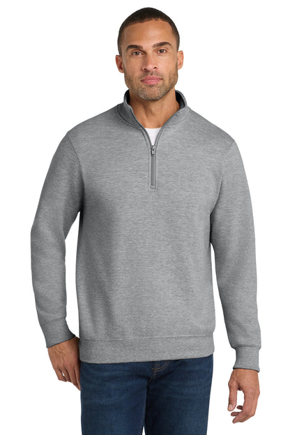 Athletic Hthr Port & Co Fan Favorite Fleece 1/4-Zip Pullover Sweatshirt. PC850Q plain