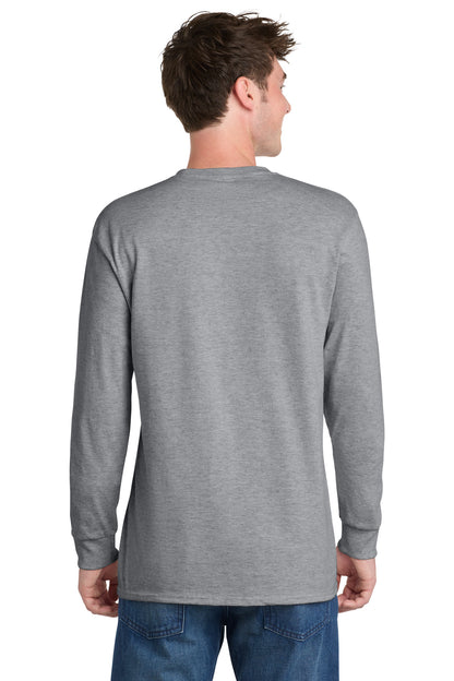 Athletic Hthr Port & Co Long Sleeve Essential Tee. PC61LS plain