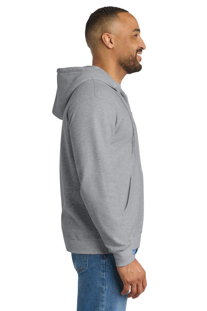 Athletic Hthr Port & Co Tall Essential Fleece Full-Zip Hooded Sweatshirt. PC90ZHT plain