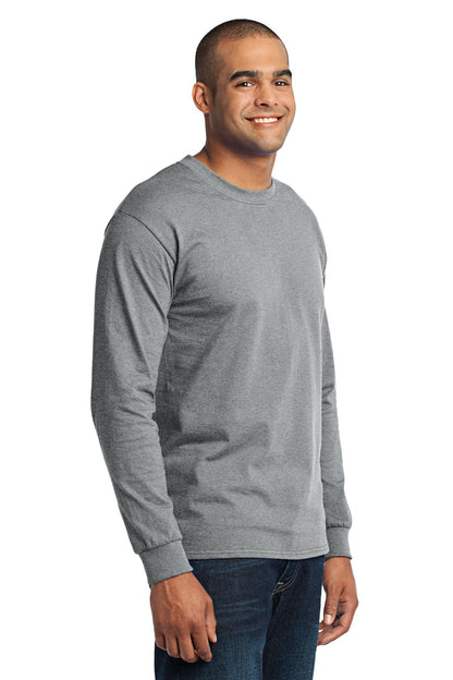 Athletic Hthr Port & Co Tall Long Sleeve Core Blend Tee. PC55LST plain